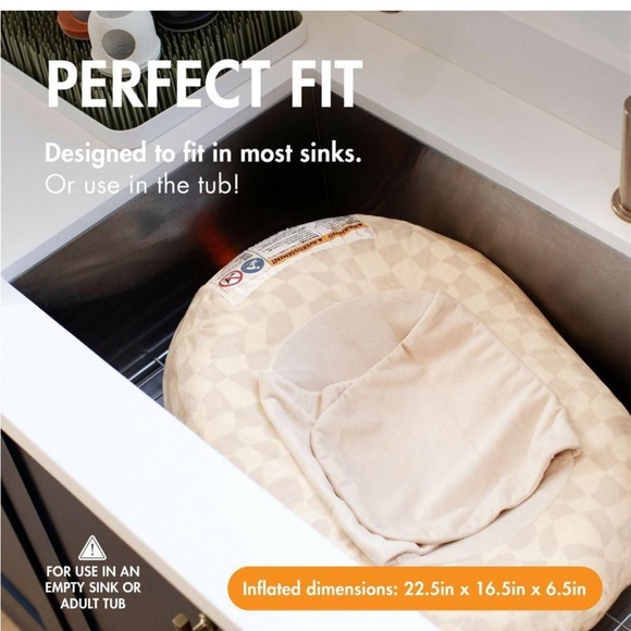 Boon Puff+ Inflatable Portable Baby Infant Bathtub Microfleece Cover Tan Brown - Picture 2 of 7